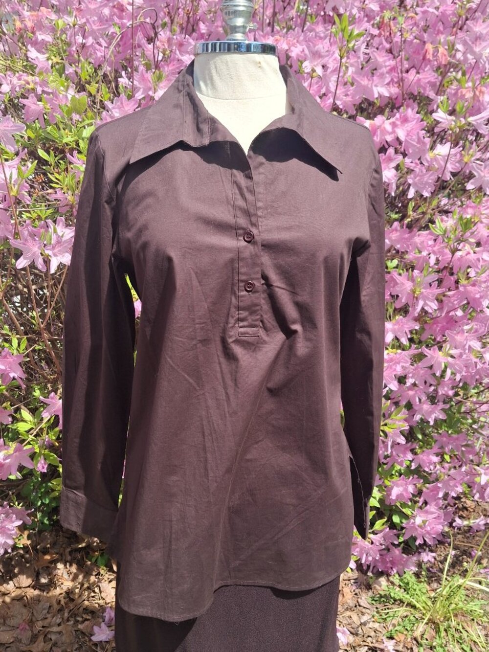 Size Medium Brown DuJour Cotton Blouse